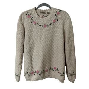 Northern Reflection Gorgeous Cottagecore Floral knitted sweater, size M